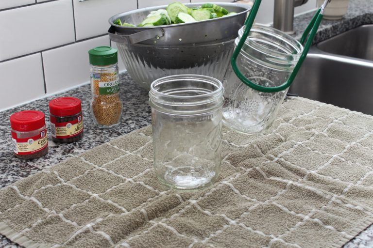 Sanitizing jars for bread and butter pickle canning recipe