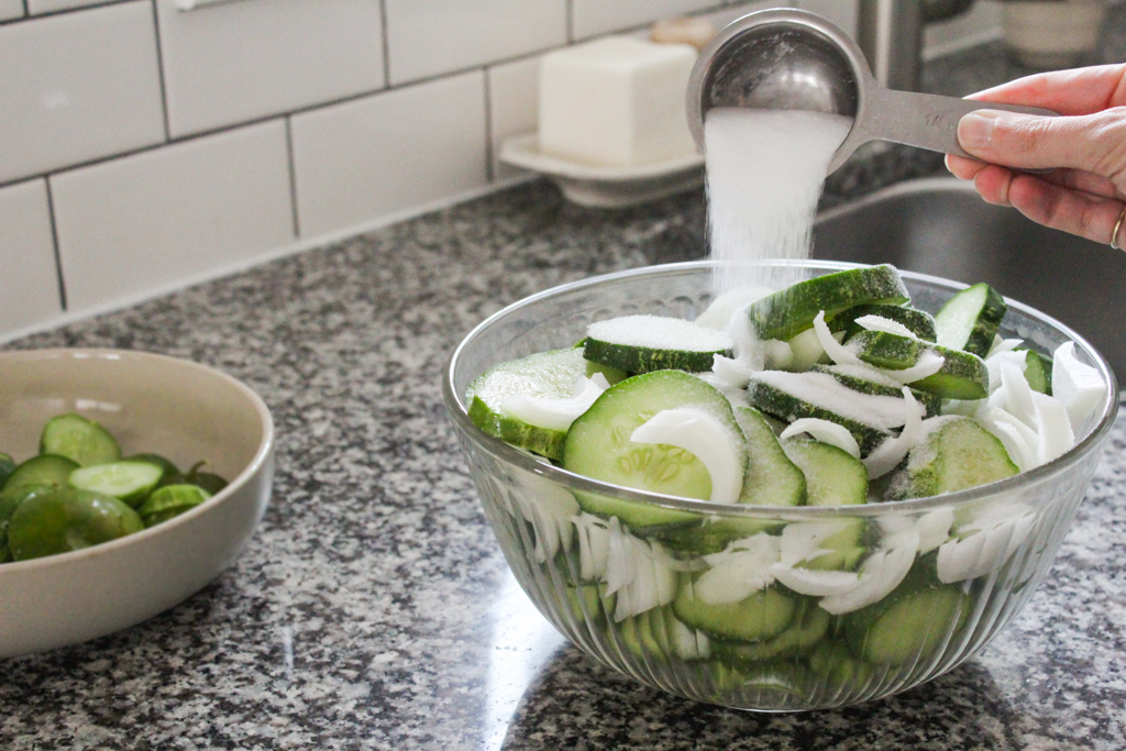 Salting cucumbers for pickles canning recipe