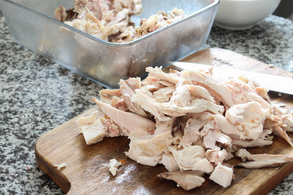 Shredded whole chicken for Chicken Pot Pie soup