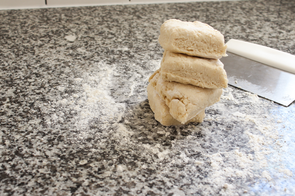 Forming layers of homemade biscuits