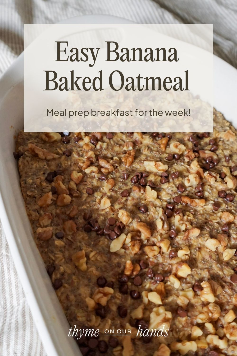 Pinterest pin for easy banana bread baked oatmeal