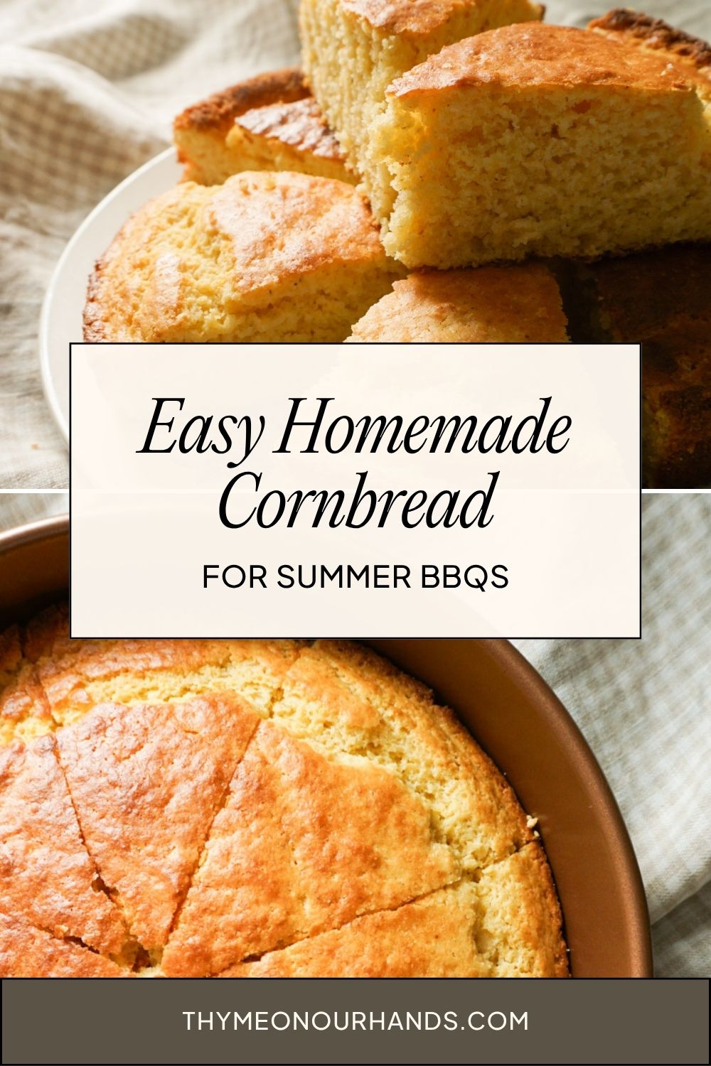 Pinterest pin for from scratch cornbread recipe for summer bbq