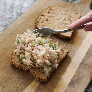 Quick canned chicken salad on high fiber bread