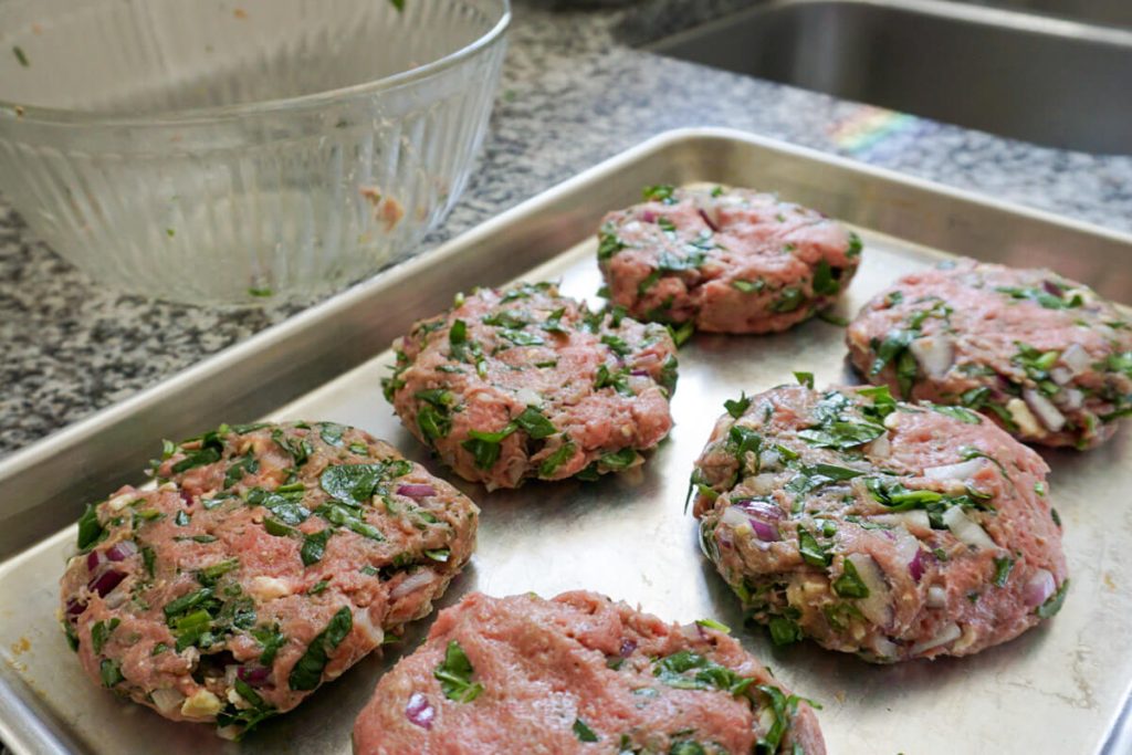 Homemade Greek turkey burger patties