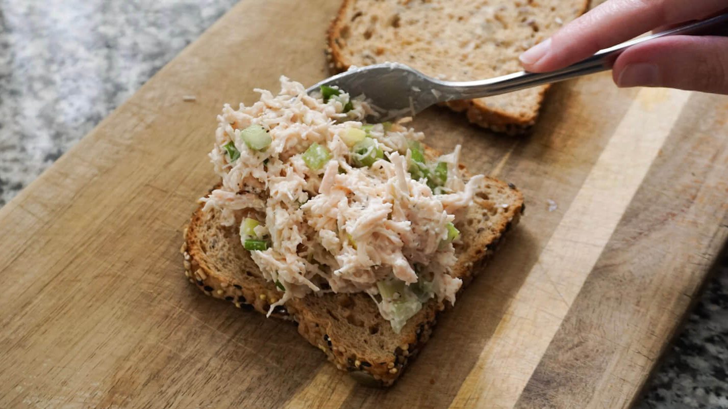 Quick chicken salad on high fiber bread