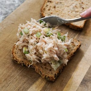 Quick chicken salad on high fiber bread