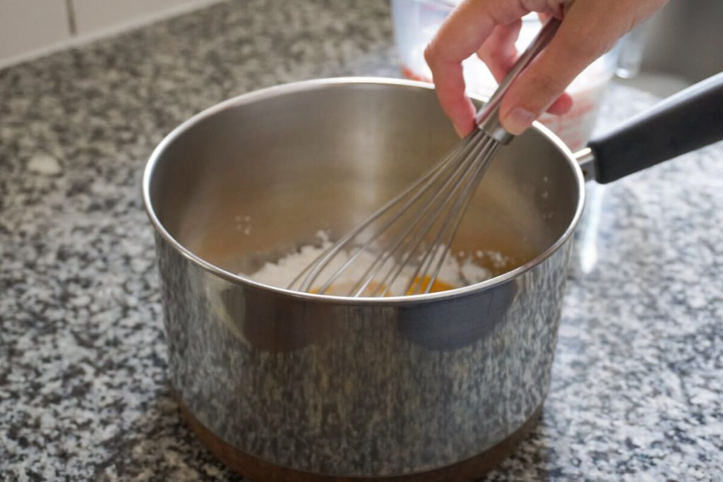 Mixing from scratch vanilla pudding
