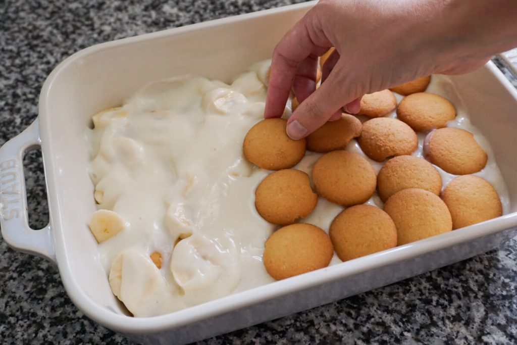 Adding a second layer to homemade banana pudding made without instant pudding mix
