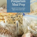 Pinterest pin for what I'm preparing before baby #2 postpartum meal prep
