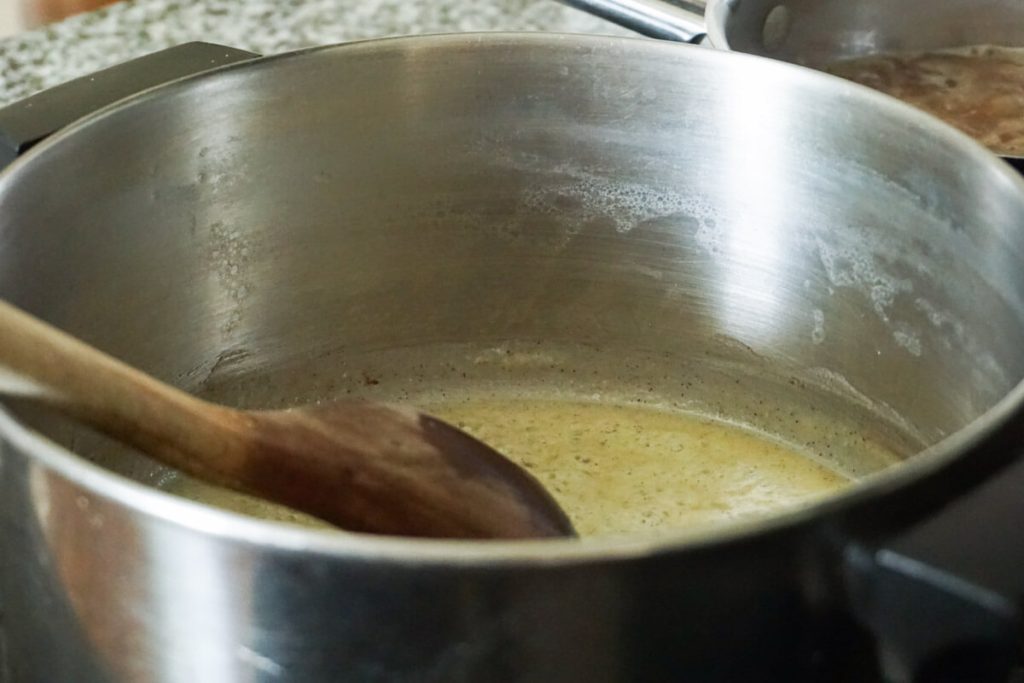 making roux for quick stovetop Mac and cheese