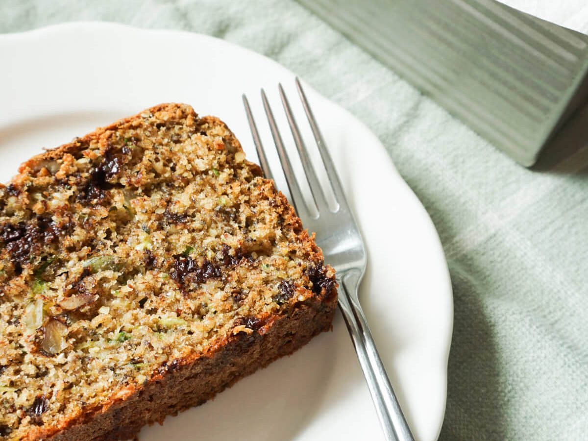 slice of breakfast zucchini bread on plate