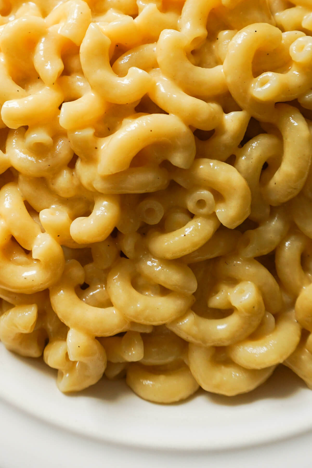 zoomed in shot of easy quick stovetop Mac and cheese ready in 20 minutes