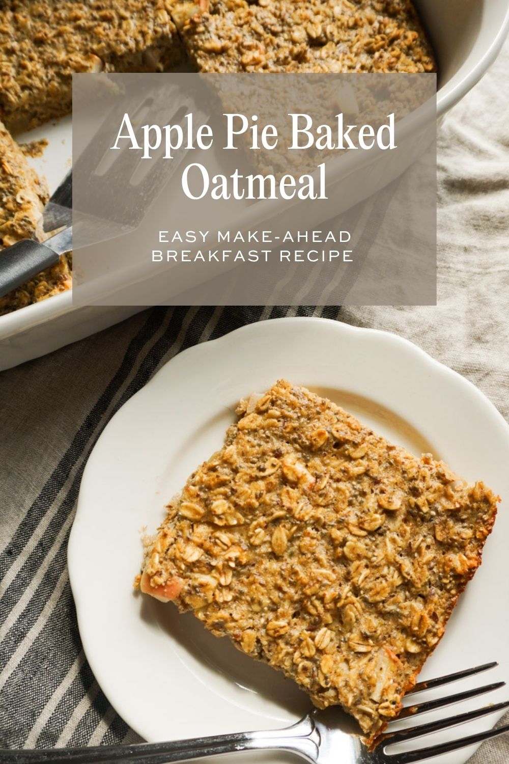 Pinterest pin for apple pie baked oatmeal recipe